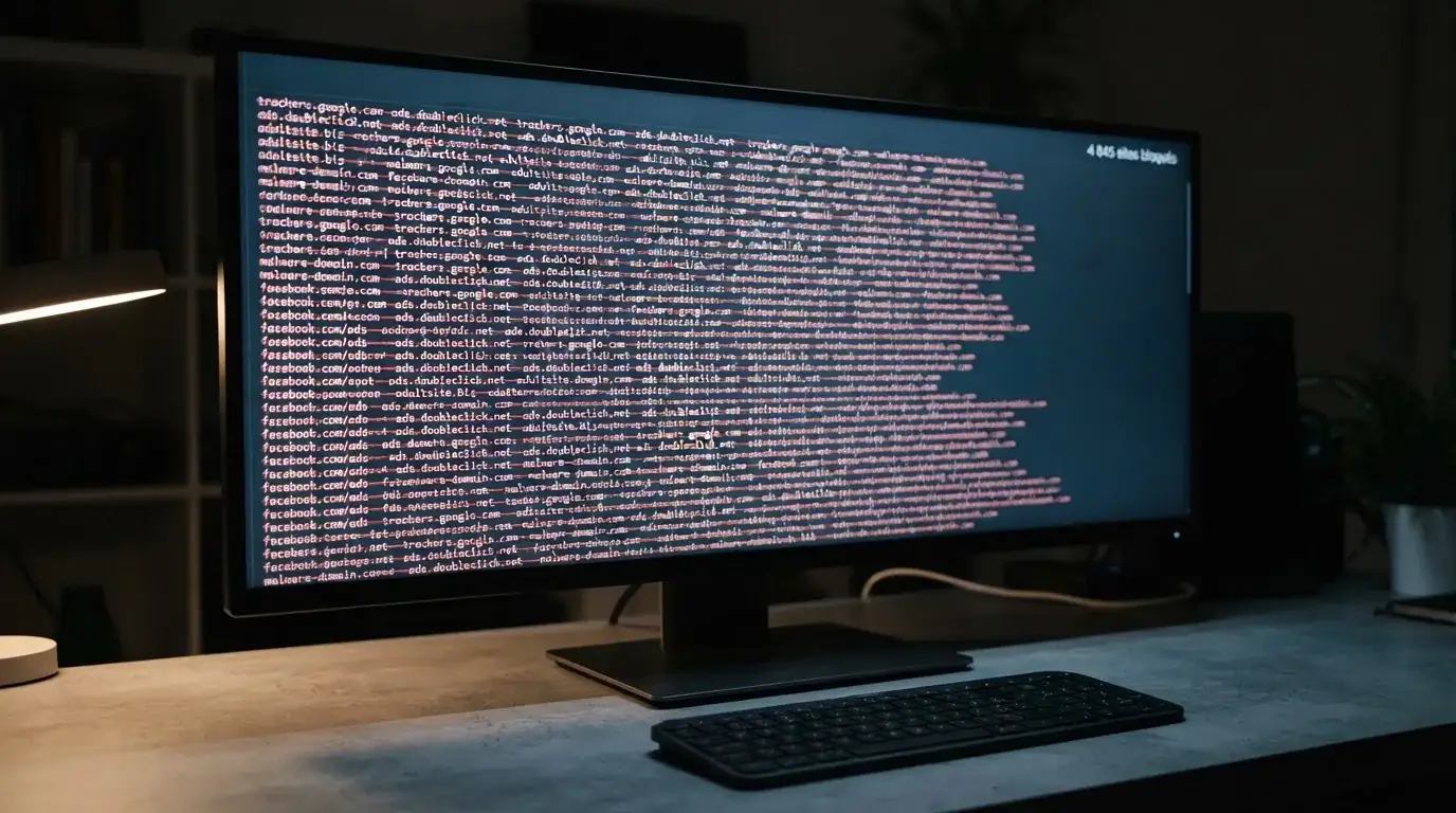 écran d'ordinateur affichant une longue liste de sites de jeux bloqués