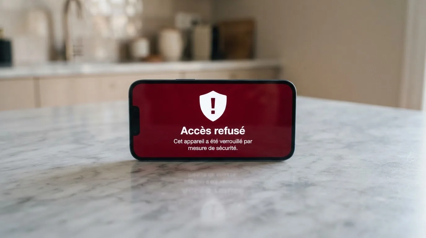 écran affichant un avertissement de blocage d'accès à un site de jeu