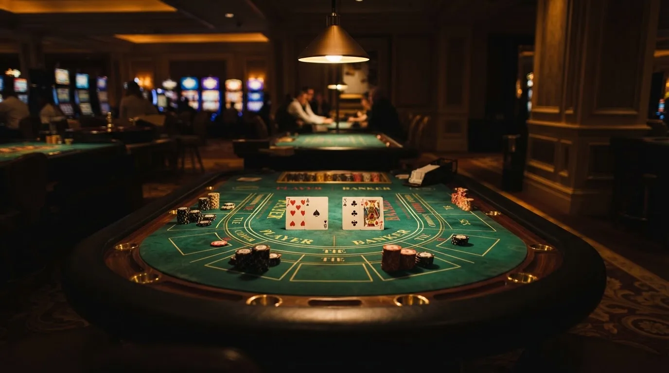 Table de baccara et jeux de cartes dans une salle de casino
