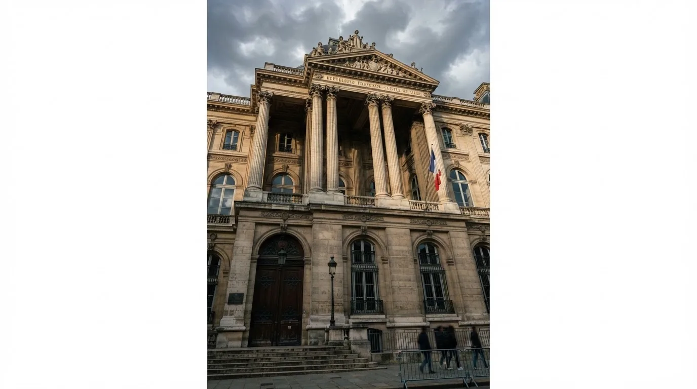 Bâtiment institutionnel français photographié en contre-plongée, évoquant l'autorité de régulation.